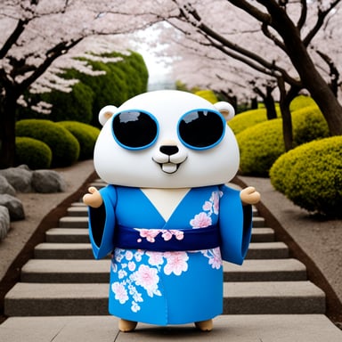 Go blue gopher in Japan wears a kimono.