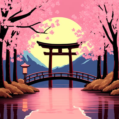 Go Blue Gopher enjoys the serene beauty of cherry blossoms and the iconic Japanese torii.