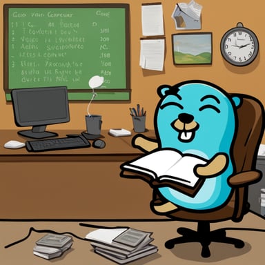 As the end of the work day approaches, Go Blue Gopher feels a sense of accomplishment and looks forward to some relaxation.