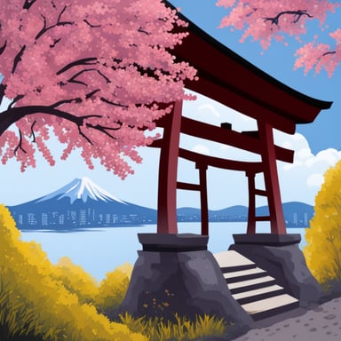 Go Blue Gopher and the iconic Japanese torii.