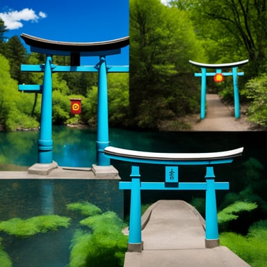 Go Blue Gopher and the iconic Japanese torii.