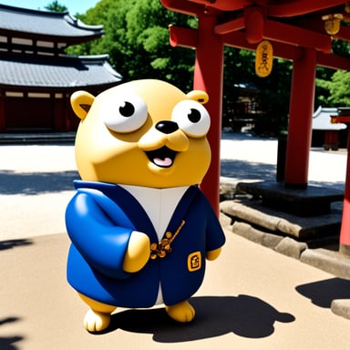 Go Blue Gopher visiting a Shinto shrine.