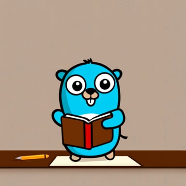 Go Blue Gopher is writing Japanese kanji.