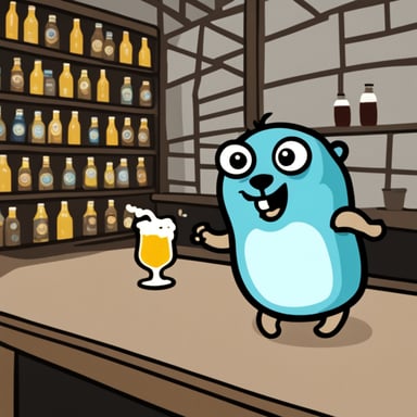 Go Blue Gopher looks delighted while drinking a beer.