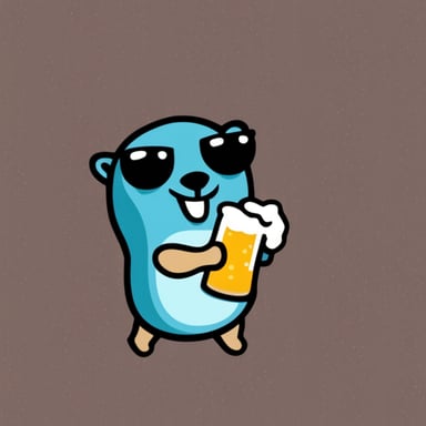 Go Blue Gopher looks delighted while drinking a beer.