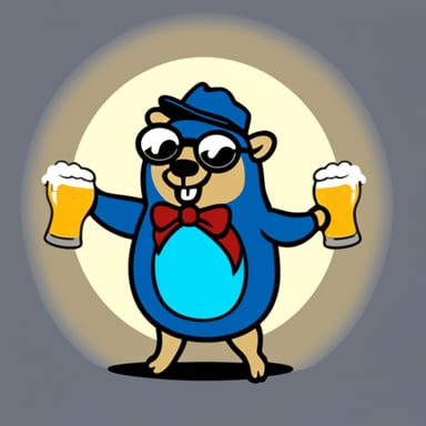 Go Blue Gopher enjoys a glass of beer.