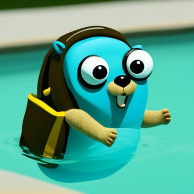 Go blue gopher swimming in a pool.
