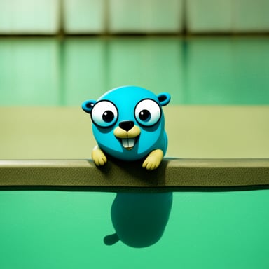Go blue gopher swimming in a pool.