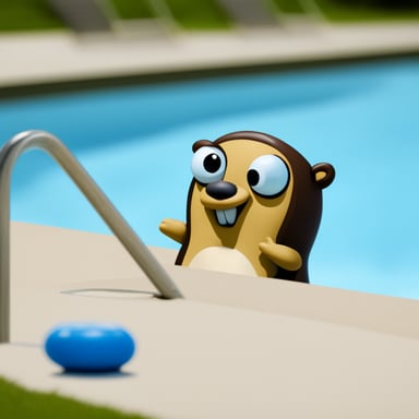 Go blue gopher swimming in a pool.