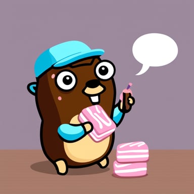 Go Blue Gopher eating chocolate.