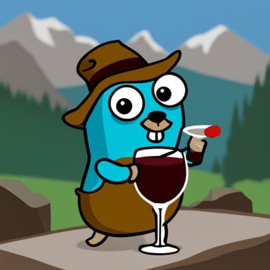 Go Blue Gopher drinking wine