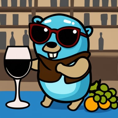 Go Blue Gopher drinking wine