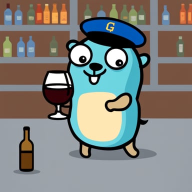 Go Blue Gopher drinking wine