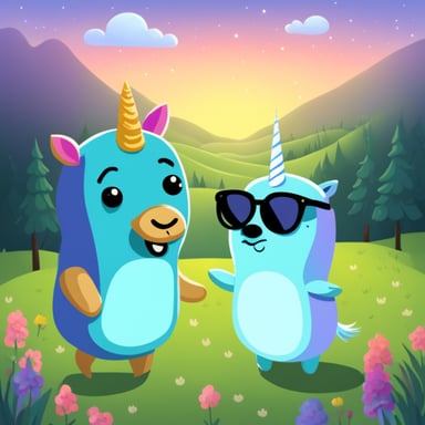 Go Blue Gopher meeting a unicorn.