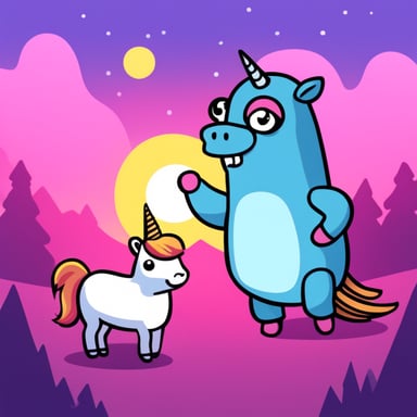 Go Blue Gopher meeting a unicorn.