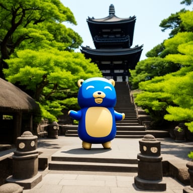 Go Blue Gopher visiting Great Buddha in Kamakura.