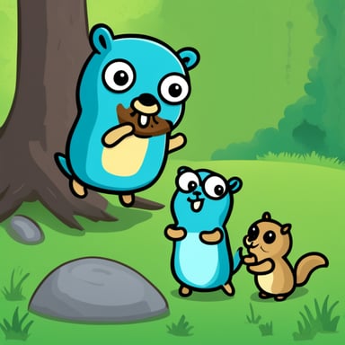 Go Blue Gopher feeding a squirrel