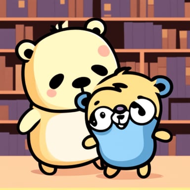 Happy go blue gopher with panda