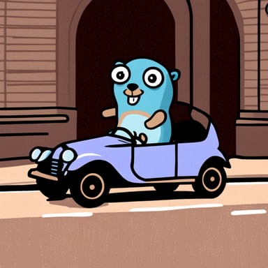 Go Blue Gopher riding a car.