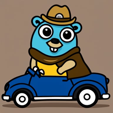 Go Blue Gopher riding a car.