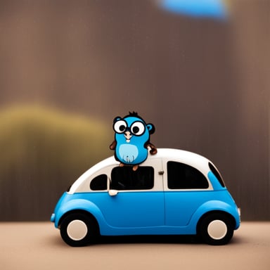 Go Blue Gopher riding a car.
