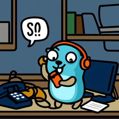 Go Blue Gopher answering telephones.