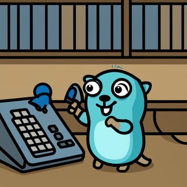 Go Blue Gopher answering telephones.