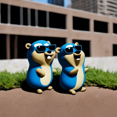 Two gophers calling Go Blue Gopher.