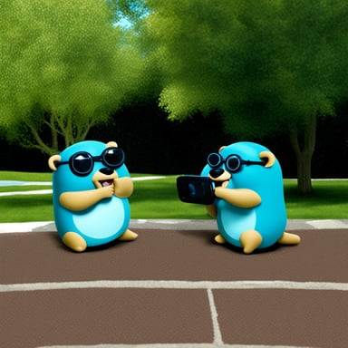 Two go blue gophers telephoning their friend.