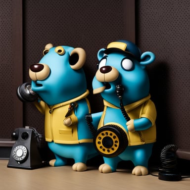 Two go blue gophers telephoning their friend.