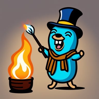 Happy Go Blue Gopher lighting itself on fire in protest.