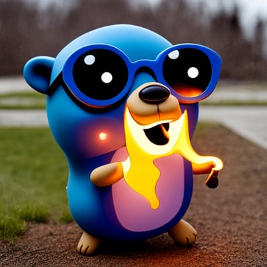 Happy Go Blue Gopher lighting itself on fire in protest.