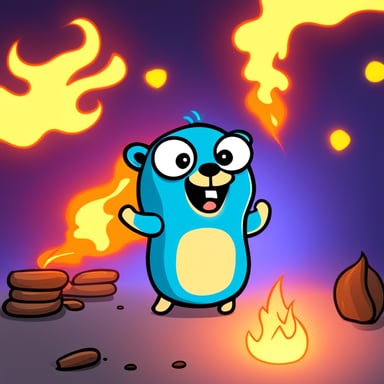 Happy Go Blue Gopher lighting itself on fire in protest.