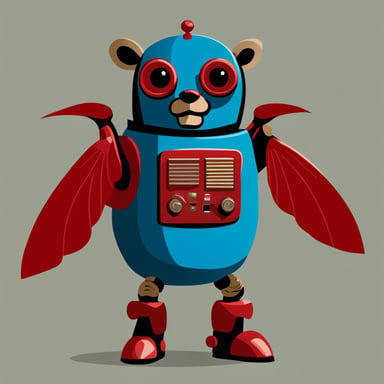Go blue gopher as robot with red wings.