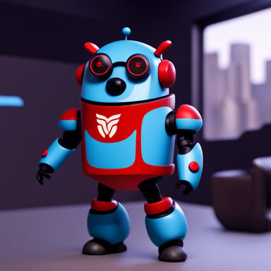 Go blue gopher as robot with red wings.