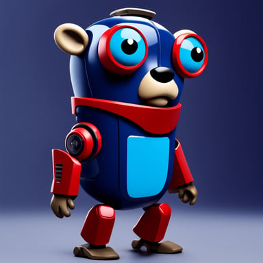 Go blue gopher as robot with red wings.