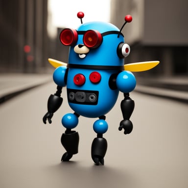 Go blue gopher as robot with red wings.