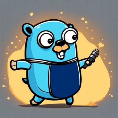 Go Blue Gopher in comic book style.