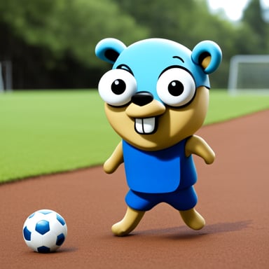 Go Blue Gopher playing soccer in a team.