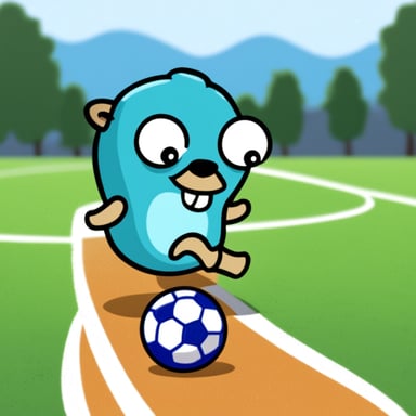 Go Blue Gopher playing soccer in a team.