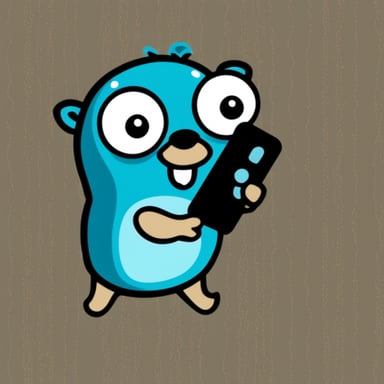 Go Blue Gopher is using a mobile phone.