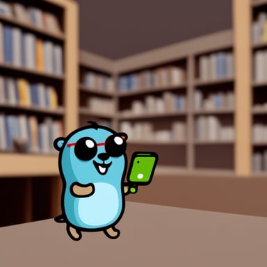 Go Blue Gopher is using a mobile phone.
