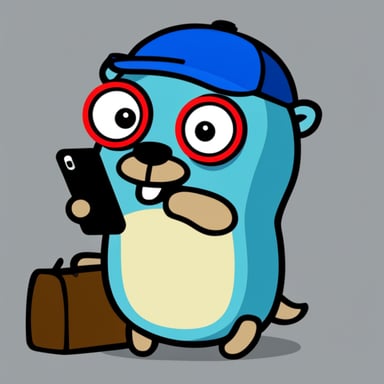 Go Blue Gopher is using a mobile phone.