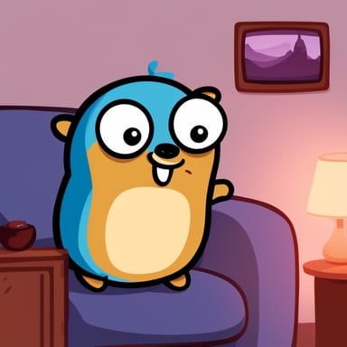 Go Blue Gopher curling up on the couch watching TV.