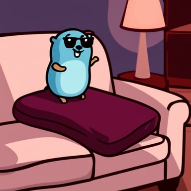 Go Blue Gopher curling up on the couch watching TV.
