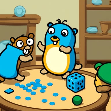 Go Blue Gopher playing go the board game.