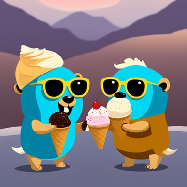 Two Go Blue Gophers sharing ice cream