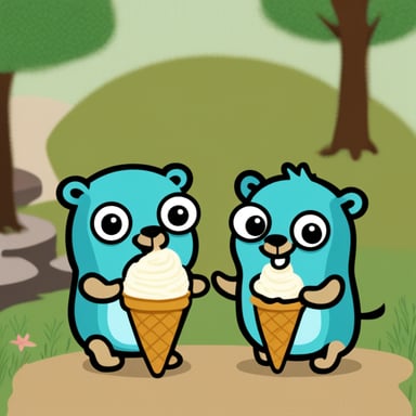 Two Go Blue Gophers sharing ice cream