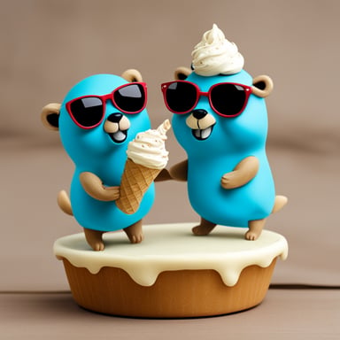 Two Go Blue Gophers sharing ice cream