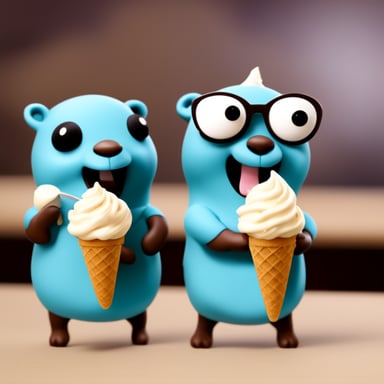 Two Go Blue Gophers sharing ice cream
